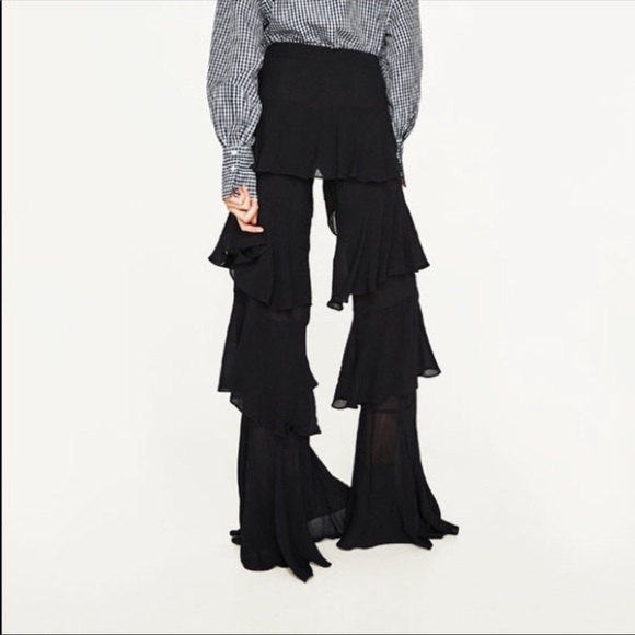 zara ruffle pants